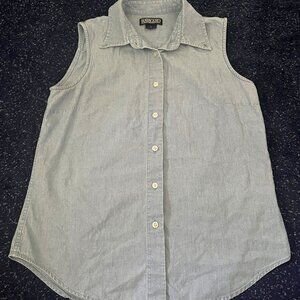 Vintage 90s Lands' End Women's Chambray Blue Button Down Shirt